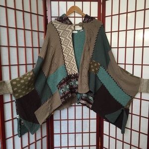 Patchwork cape poncho with hood! Festival ready!